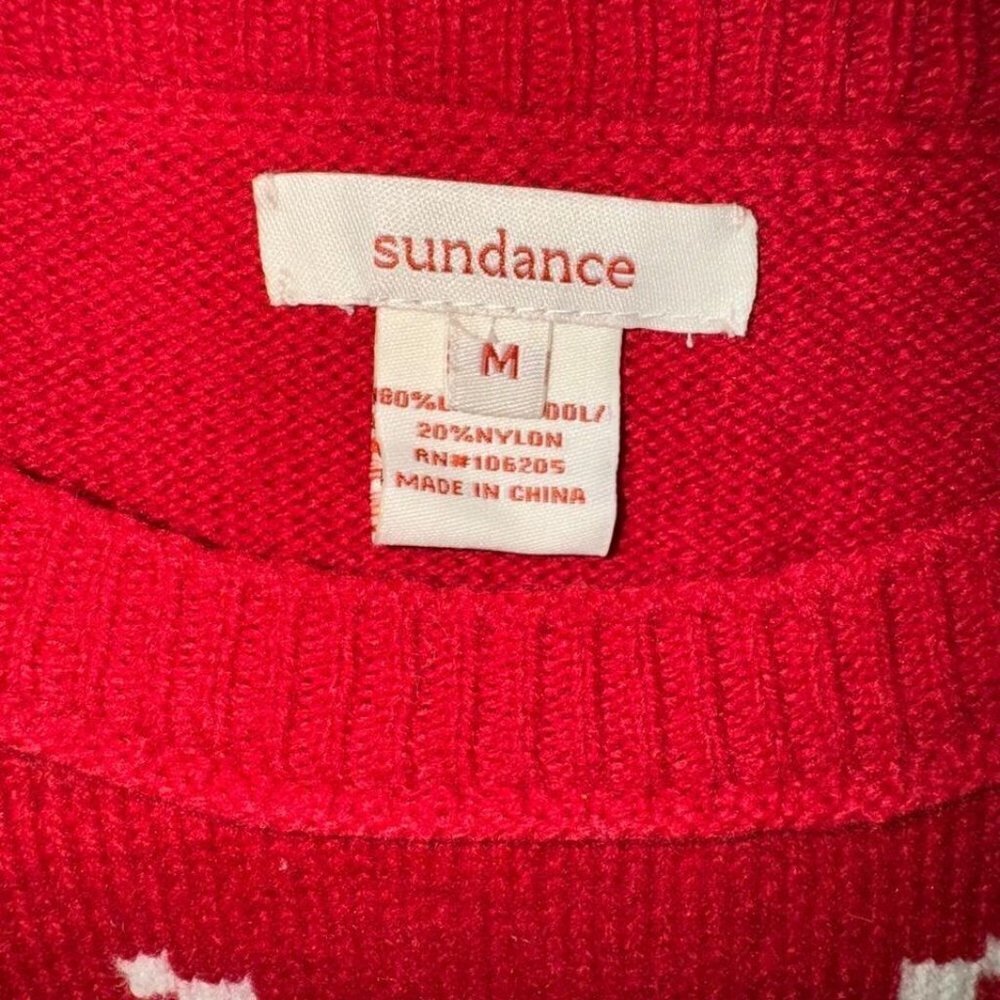 Women's Sundance Red Snowflake Wool Blend Sweater… - image 3